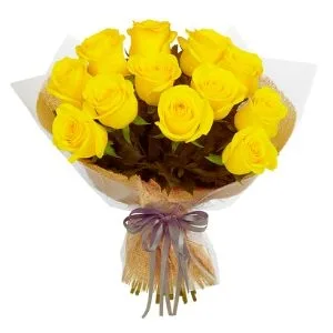 Buquê com 12 Rosas Amarela