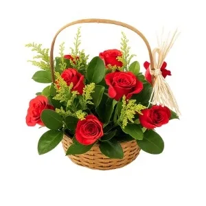 Cesta com 8 Rosas Vermelha