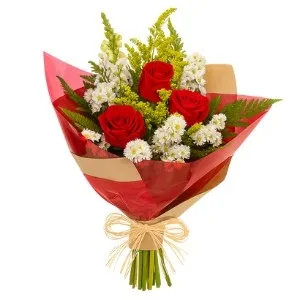 Ramalhete de 3 Rosas Vermelha