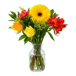 Arranjo Pequeno de Flores do Campo no Vaso de Vidro