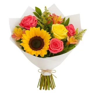 Buquê médio de Flores do Campo com Girassol