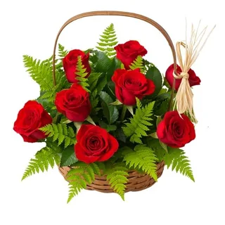Cesta com 8 Rosas Vermelha