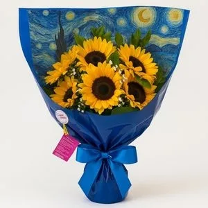 Buquê Van Gogh com 6 Girassóis Naturais