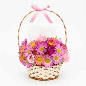 Cesta de Flores Mistas Rosadas