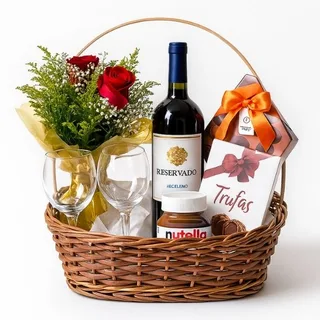 Cesta de Vinhos e Chocolates