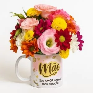 Flores Naturais Coloridas em Caneca Personalizada