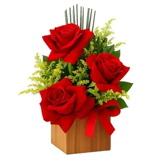 Arranjo de 3 Rosas Vermelha
