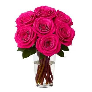 Arranjo de 7 Rosas Rosada no Vaso de Vidro