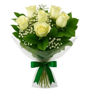Buquê de 6 Rosas Brancas