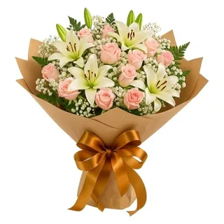 Buquê de Rosas e Lírios