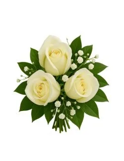 Buquê com 3 Rosas Brancas