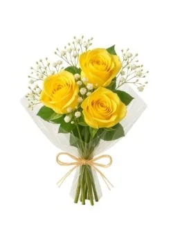 Buquê de 3 Rosas Amarelas