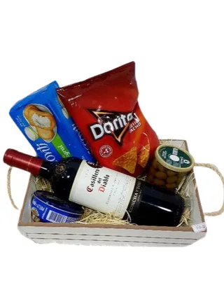 Cesta de Vinho e Aperitivos