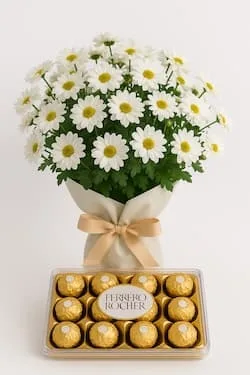 Vaso de Margarida com Ferrero Rocher