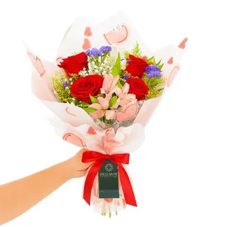 Buquê com 4 Rosas Vermelha