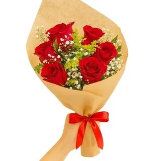 Buquê com 6 Rosas Vermelha