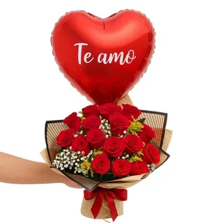 Buquê de 20 Rosas Vermelha com balão