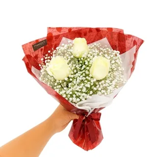 Buquê de 3 Rosas Branca