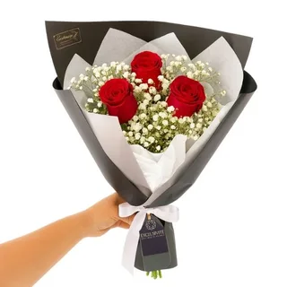 Buquê de 3 Rosas Vermelha