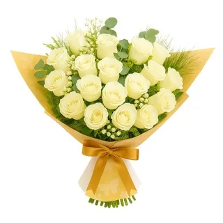 Buquê Elaborado de 17 Rosas Branca