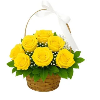 Cesta de 7 Rosas Amarela