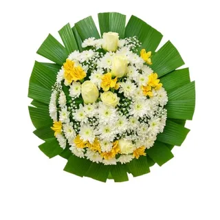 Coroa Média de Flores Branca e Amarela