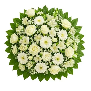 Coroa Média de Flores Mistas Branca