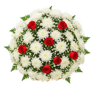 Coroa Média de Rosas Vermelha e Flores do Campo