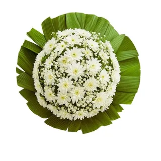 Coroa Pequena de Crisântemos Branco