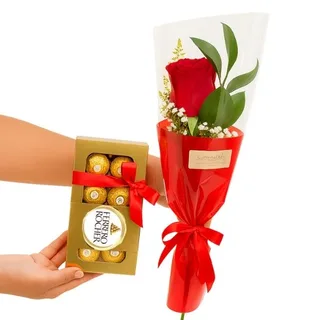 Rosa Solitária com Ferrero Rocher