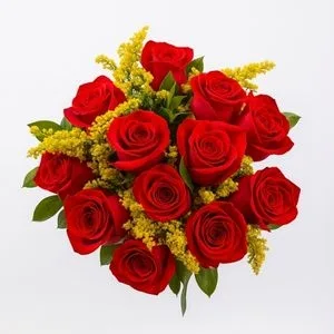 Buquê Clássico de 12 Rosas Vermelhas Naturais