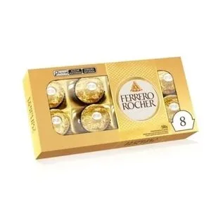 Caixa de Bombons Ferrero Rocher com 8 Unidades 100g