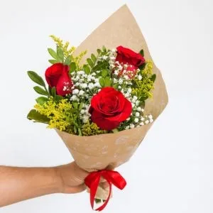 Mini Delicado Amor com 3 Rosas