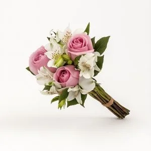 Buquê com Rosas Rosadas e Astromélias