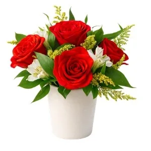 Arranjo de Rosas Vermelhas com Astromélias