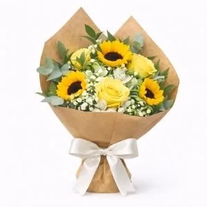 Buquê de Girassóis e Rosas Amarelas