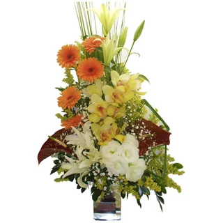 Arranjo com Orquídeas e Gérberas