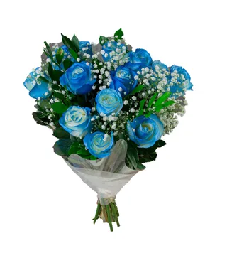 Belíssimo Bouquet de Rosas Azuis