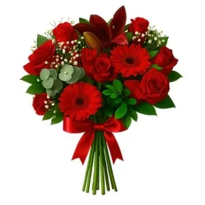 Bouquet Grande de Flores Mistas Vermelha