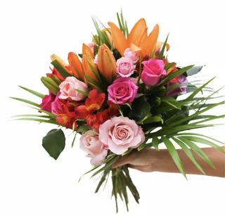 Bouquet Tropical com Rosas e Lírios