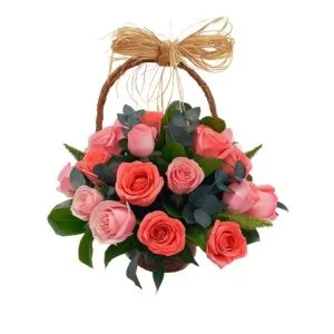 Cesta de Rosas Rosadas