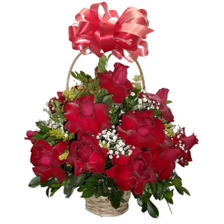 Cesta Redonda de Rosas Importadas