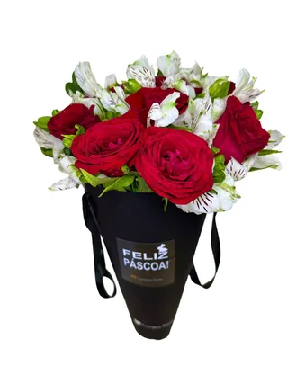 Cone Rosas com Astromélias