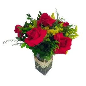 Jarra com 6 Rosas Colombianas
