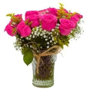 Jarra de 12 Rosas Pink