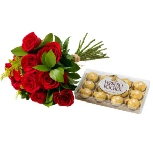 Rosas Vermelhas com 12 Ferrero