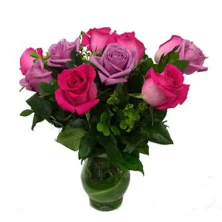 Vaso de Rosas Pink e Lilás