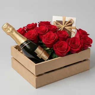 Cachepô de Rosas com Trufas e Baby Chandon