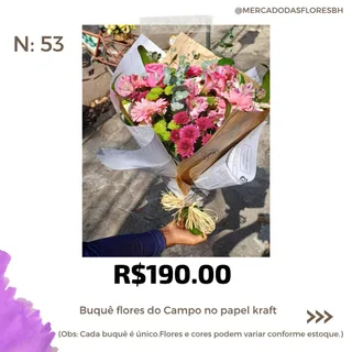 Buquê de flores do campo em tons rosado grande