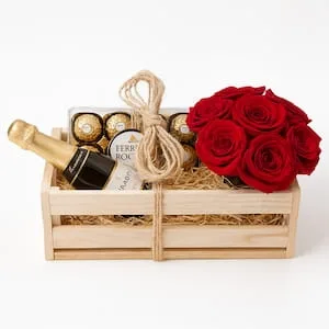Combo de Flores, Bebidas e Chocolate